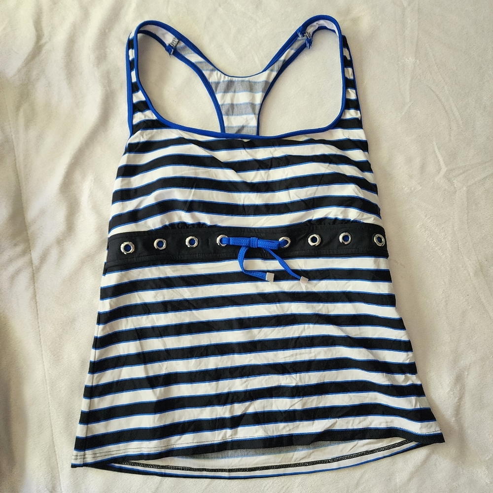 Striped Black and White Bikini Top